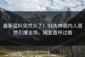 最新猛料突然火了！91大神圈内人居然引爆全场，网友直呼过瘾