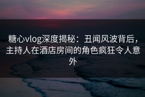糖心vlog深度揭秘：丑闻风波背后，主持人在酒店房间的角色疯狂令人意外