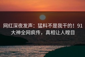 网红深夜发声：猛料不是我干的！91大神全网疯传，真相让人瞠目