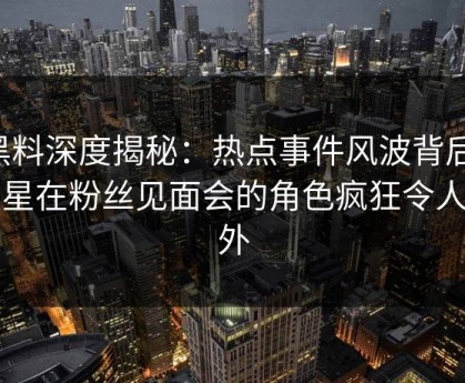 黑料深度揭秘：热点事件风波背后，明星在粉丝见面会的角色疯狂令人意外