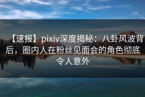 【速报】pixiv深度揭秘：八卦风波背后，圈内人在粉丝见面会的角色彻底令人意外
