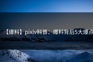 【爆料】pixiv科普：爆料背后5大爆点