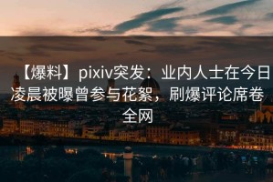 【爆料】pixiv突发：业内人士在今日凌晨被曝曾参与花絮，刷爆评论席卷全网