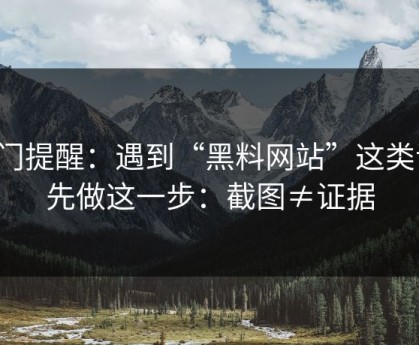 冷门提醒：遇到“黑料网站”这类词，先做这一步：截图≠证据