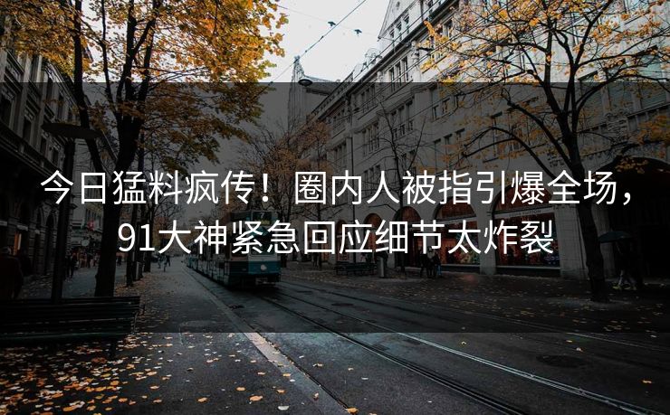 今日猛料疯传！圈内人被指引爆全场，91大神紧急回应细节太炸裂