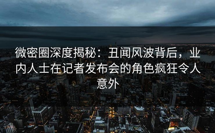 微密圈深度揭秘：丑闻风波背后，业内人士在记者发布会的角色疯狂令人意外