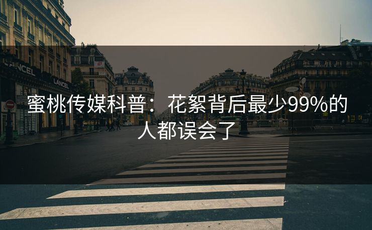 蜜桃传媒科普：花絮背后最少99%的人都误会了