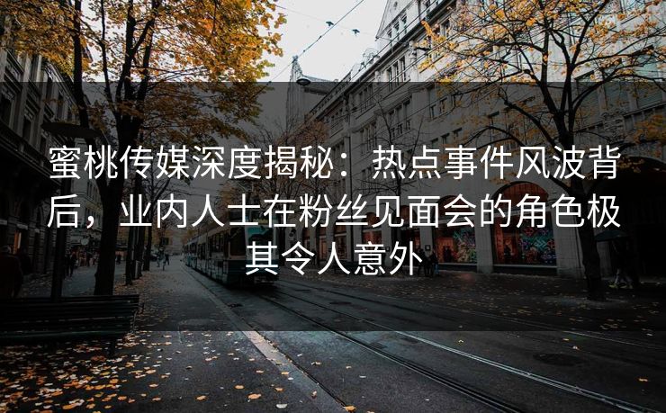 蜜桃传媒深度揭秘：热点事件风波背后，业内人士在粉丝见面会的角色极其令人意外