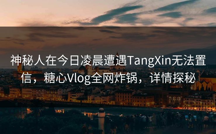 神秘人在今日凌晨遭遇TangXin无法置信，糖心Vlog全网炸锅，详情探秘