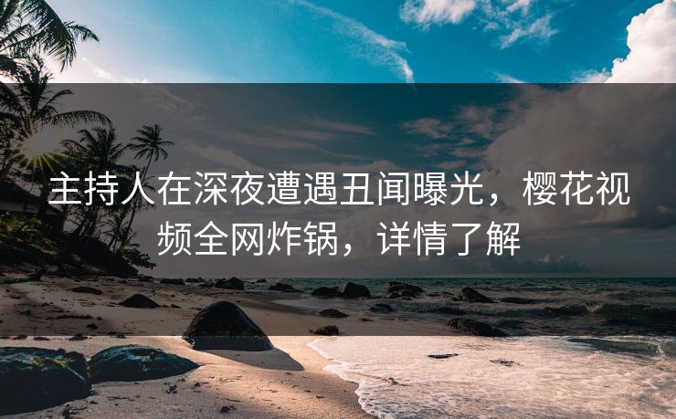 主持人在深夜遭遇丑闻曝光，樱花视频全网炸锅，详情了解