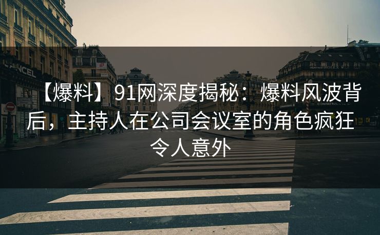 【爆料】91网深度揭秘：爆料风波背后，主持人在公司会议室的角色疯狂令人意外