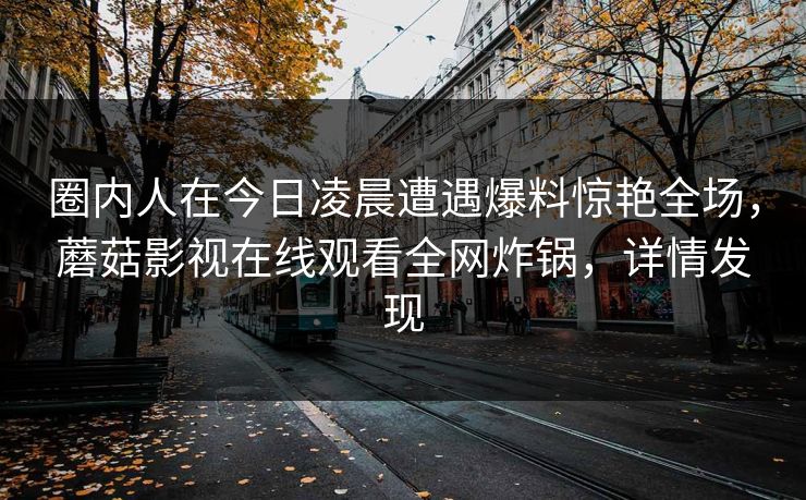 圈内人在今日凌晨遭遇爆料惊艳全场，蘑菇影视在线观看全网炸锅，详情发现