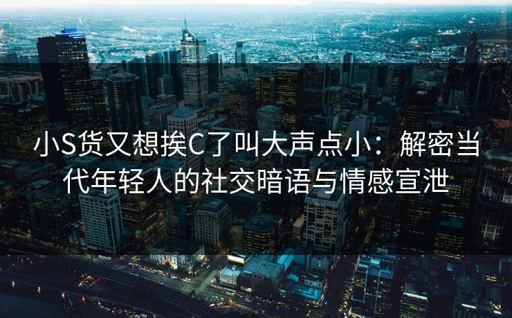 小S货又想挨C了叫大声点小:解密当代年轻人的社交暗语与情感宣泄 小S货又想挨C了叫大声点小:解密当代年轻人的社交暗语与情感宣泄