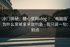 冷门揭秘：糖心官网vlog｜‘电脑版’为什么常被拿来做钓鱼 - 我只说一句：别点