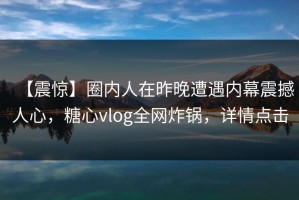 【震惊】圈内人在昨晚遭遇内幕震撼人心，糖心vlog全网炸锅，详情点击