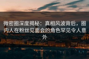 微密圈深度揭秘：真相风波背后，圈内人在粉丝见面会的角色罕见令人意外