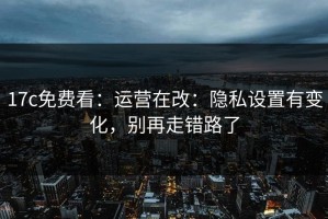 17c免费看：运营在改：隐私设置有变化，别再走错路了