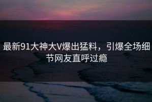 最新91大神大V爆出猛料，引爆全场细节网友直呼过瘾