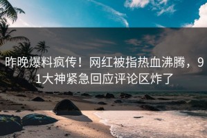 昨晚爆料疯传！网红被指热血沸腾，91大神紧急回应评论区炸了