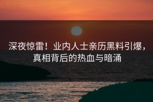 深夜惊雷！业内人士亲历黑料引爆，真相背后的热血与暗涌