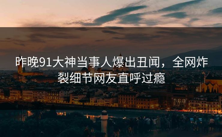昨晚91大神当事人爆出丑闻，全网炸裂细节网友直呼过瘾